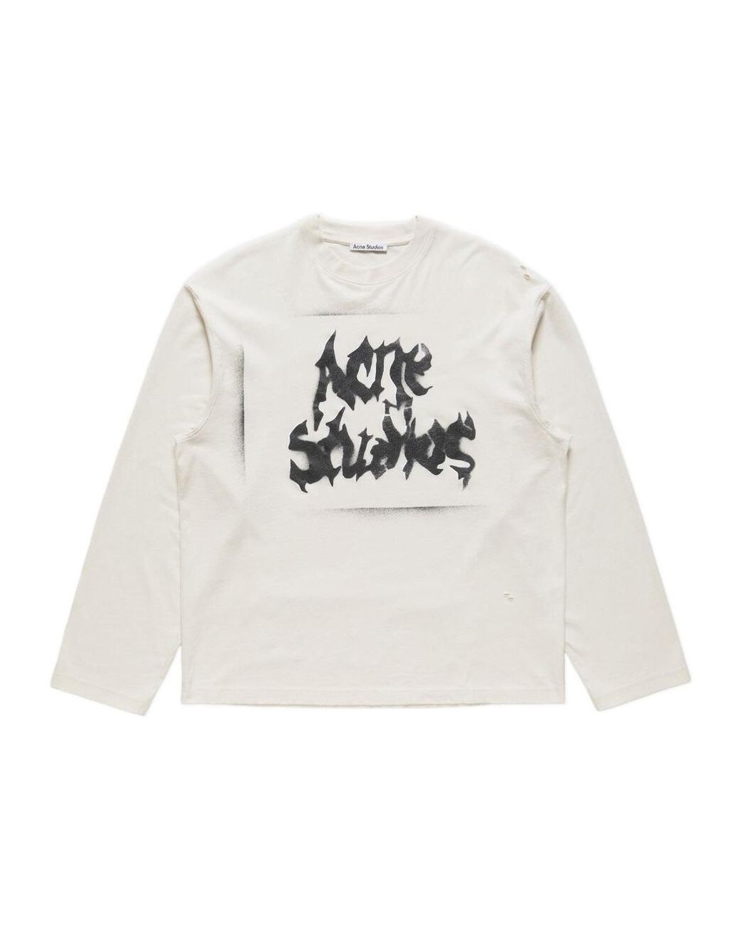 Acne White Logo-Print Distressed T-Shirt