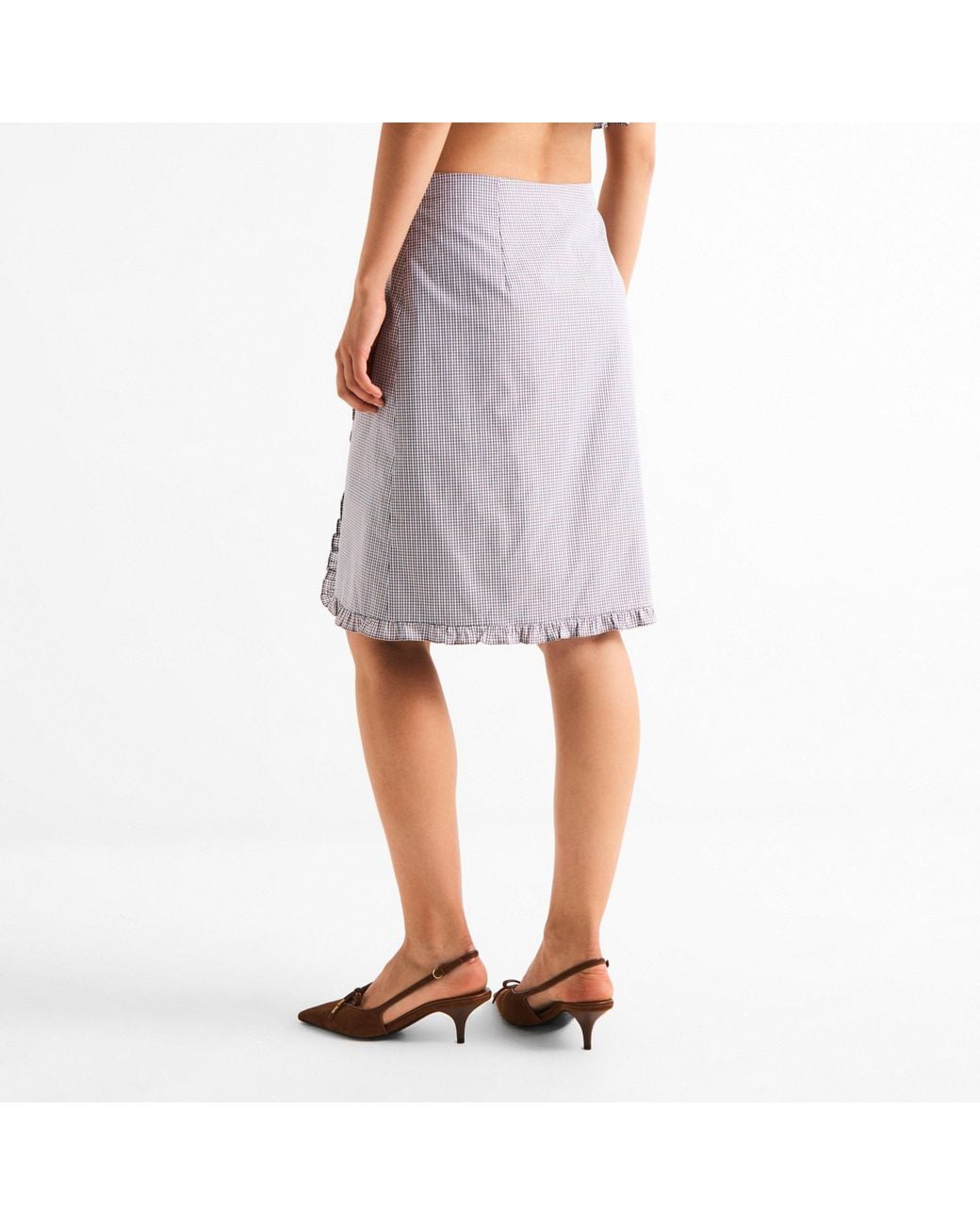 Miu Miu Gray Plaid Midi Skirt