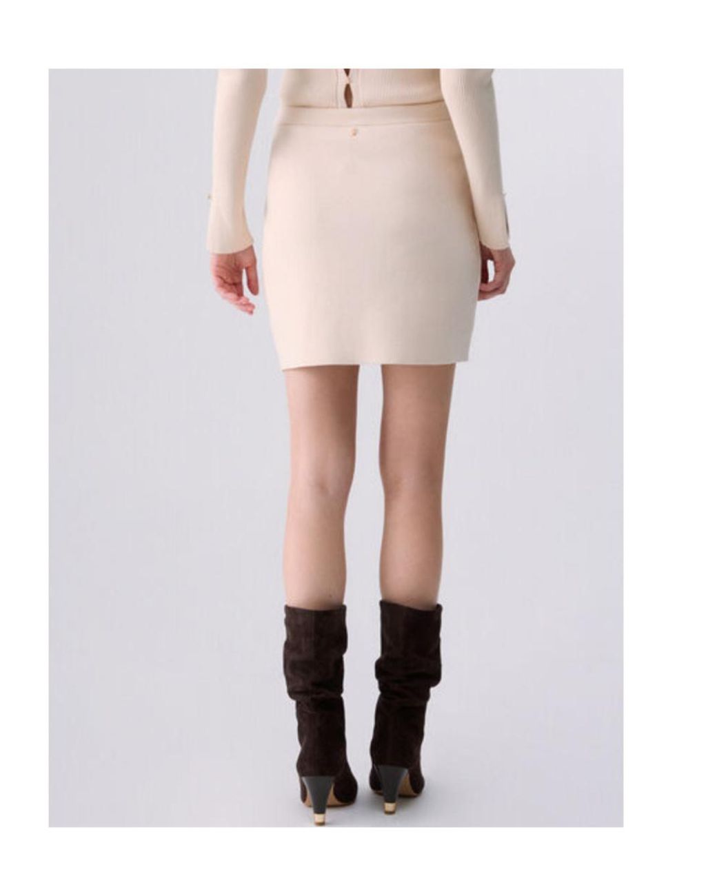 Liu Jo Natural Buttoned Mini Knitted Skirt