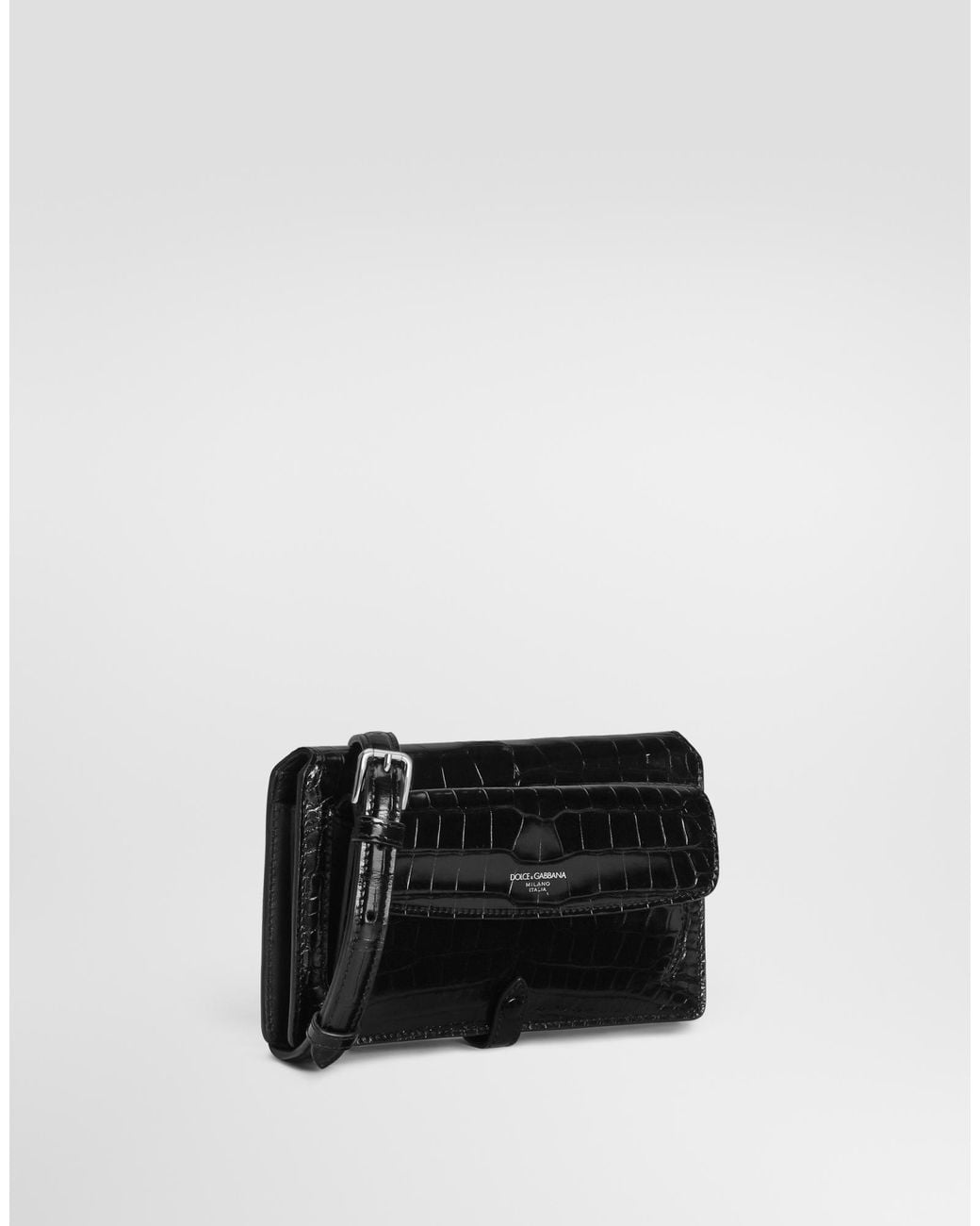Dolce & Gabbana Black Embossed Mini Crossbody Bag for men