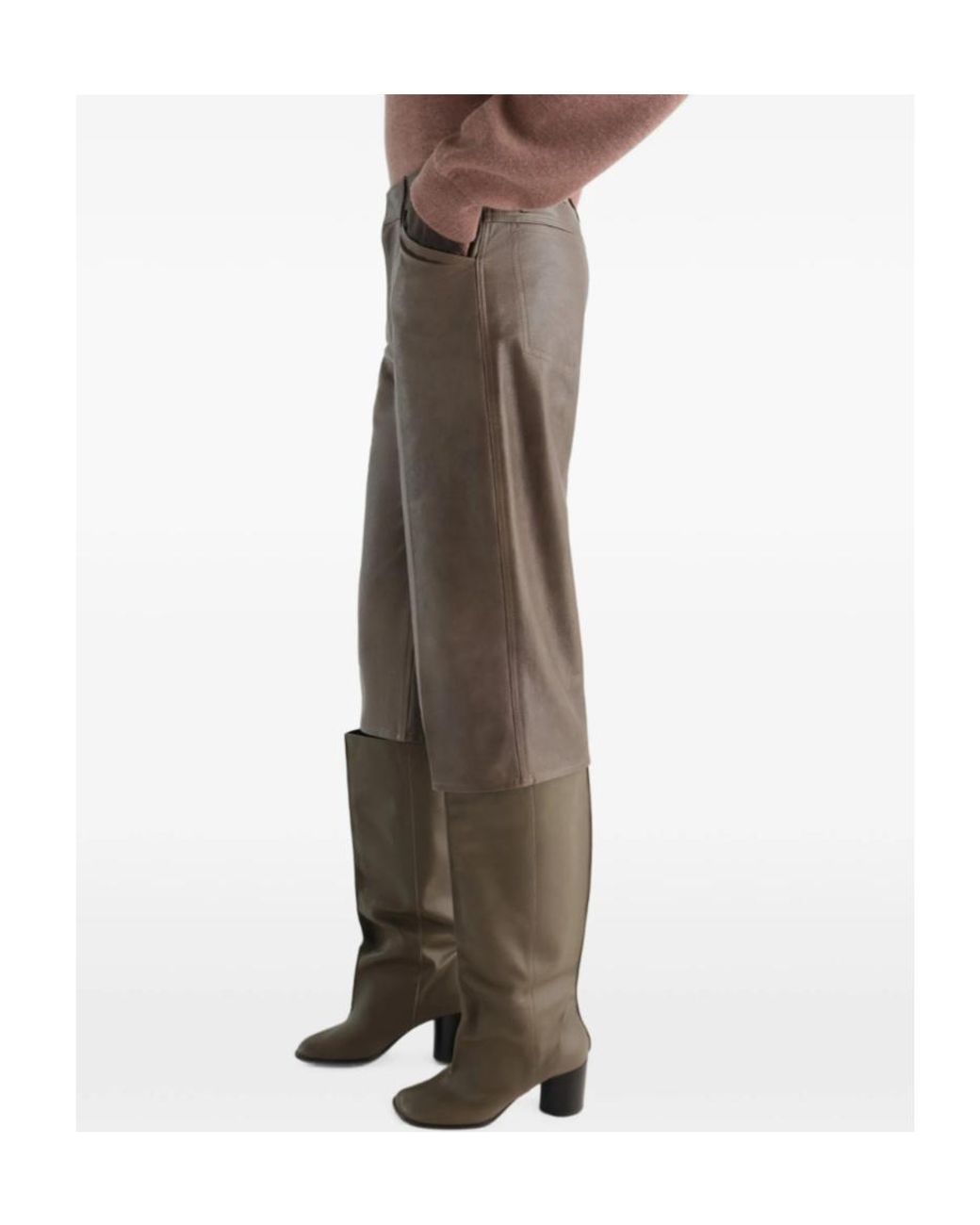 Lemaire Brown Glossy Leather Shorts
