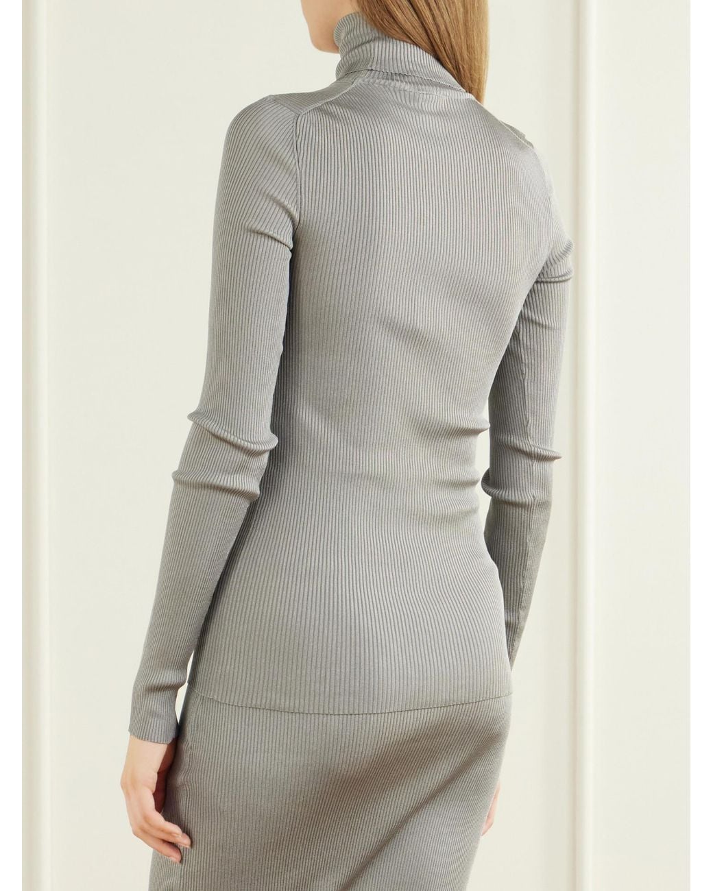 Stella McCartney Gray Ribbed Turtleneck Sweater