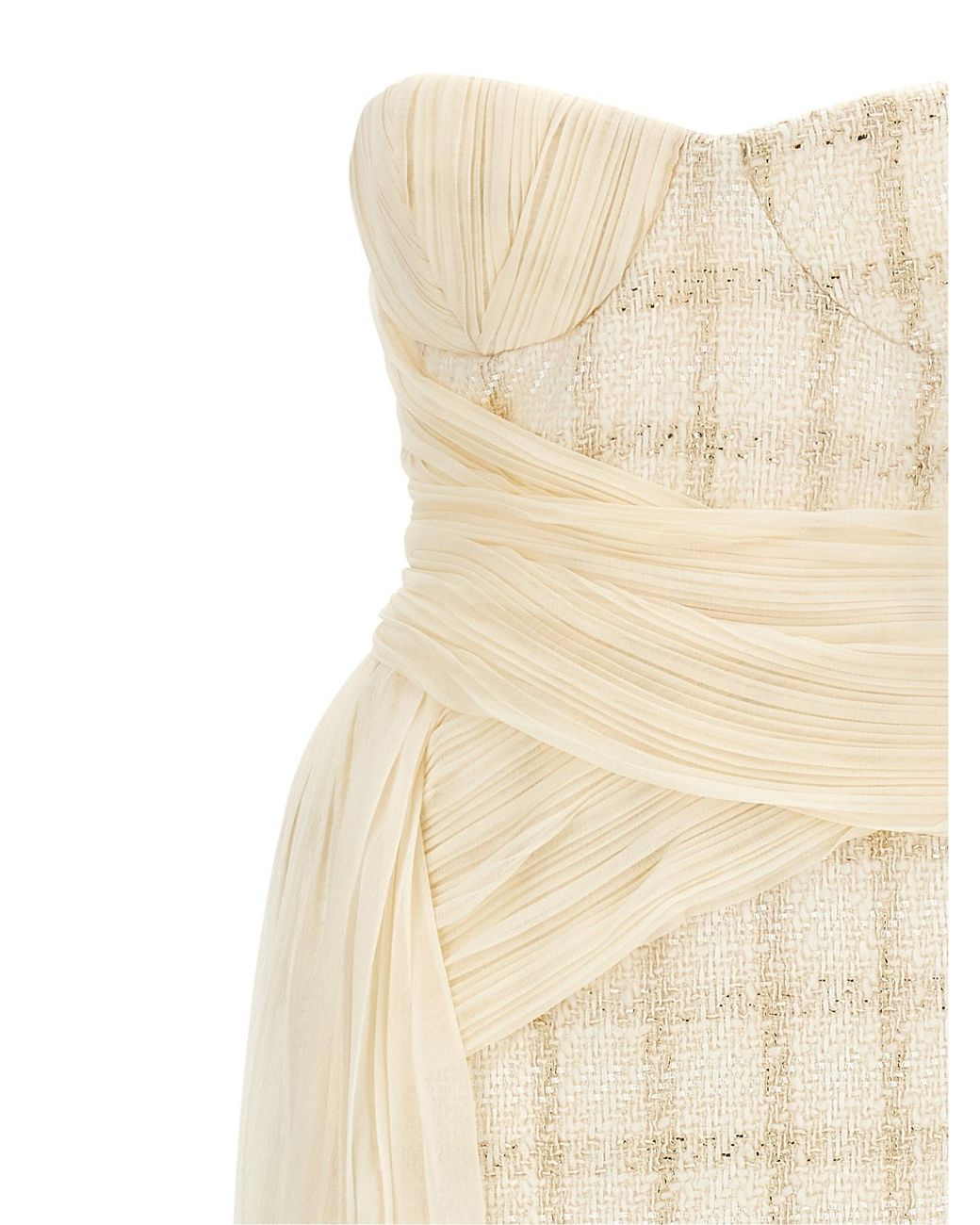 Elisabetta Franchi White Amphora Draped Mini Dress