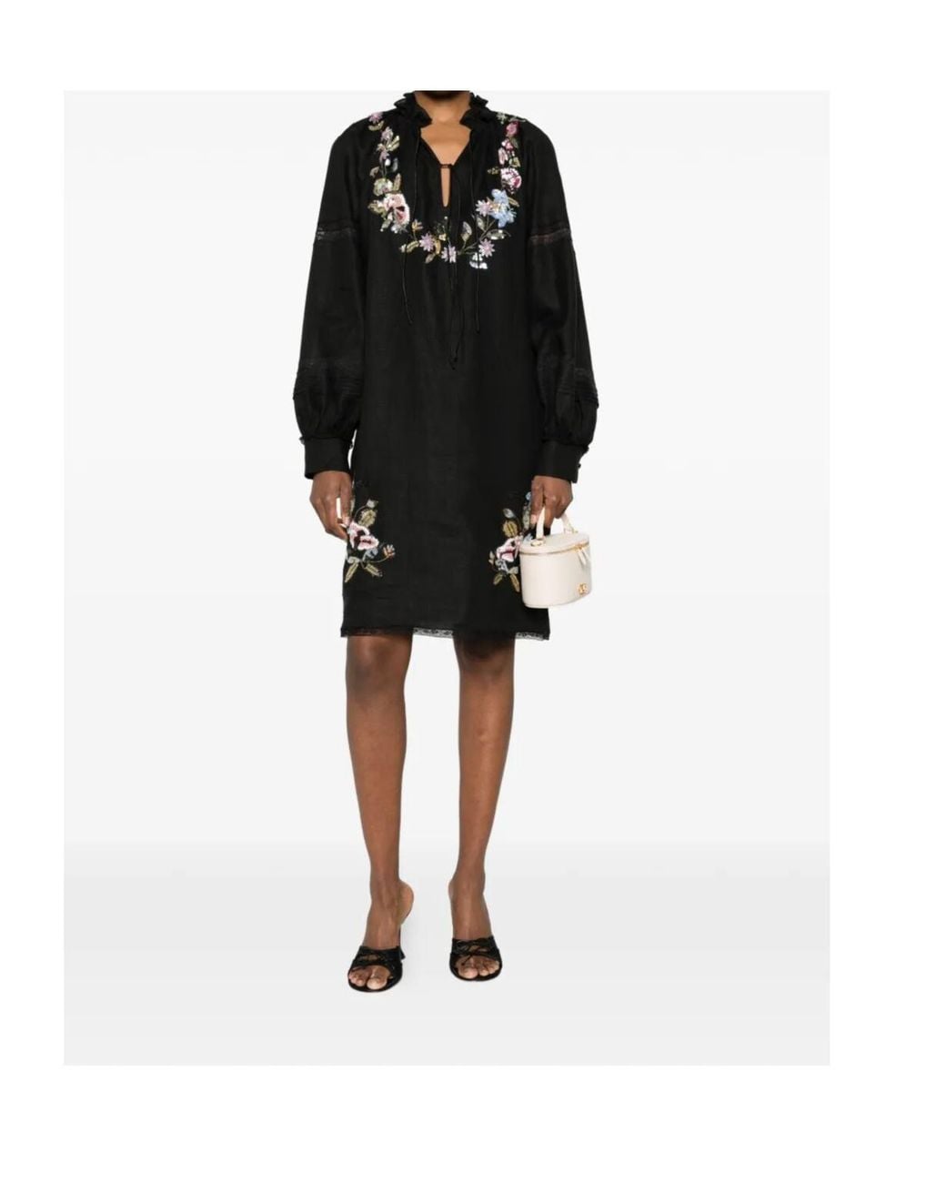 Valentino Black Floral Embroidered Dress