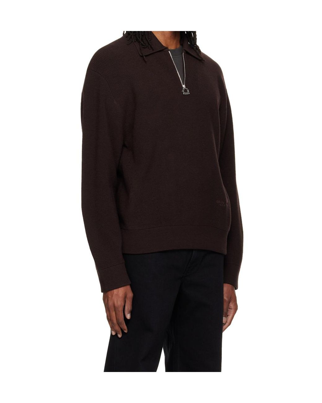 Wooyoungmi Black Zip-Neck Polo Shirt for men