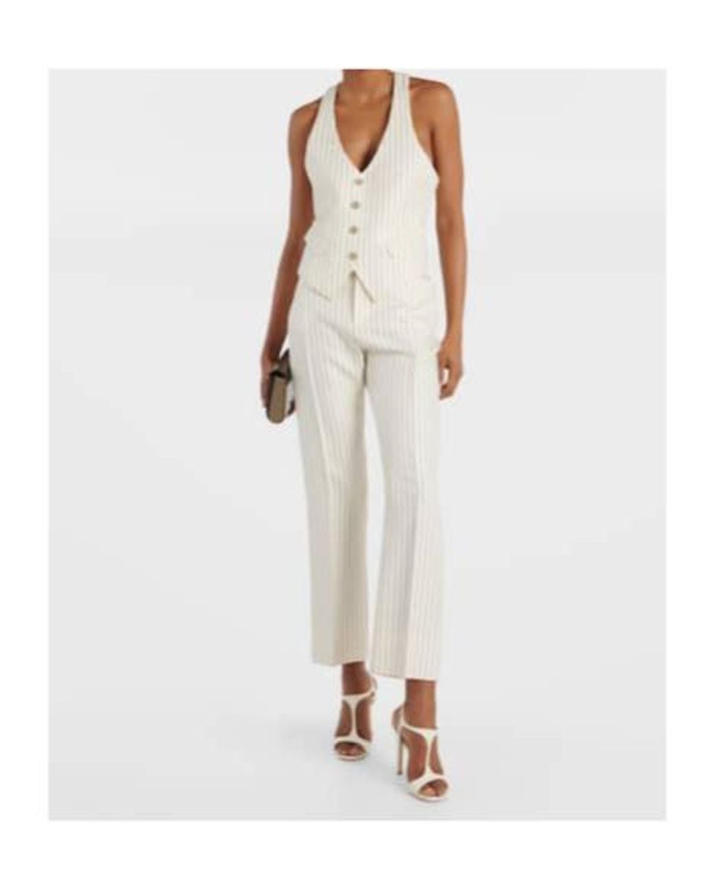Tom Ford White Pinstripe Wool And Silk-Blend Vest