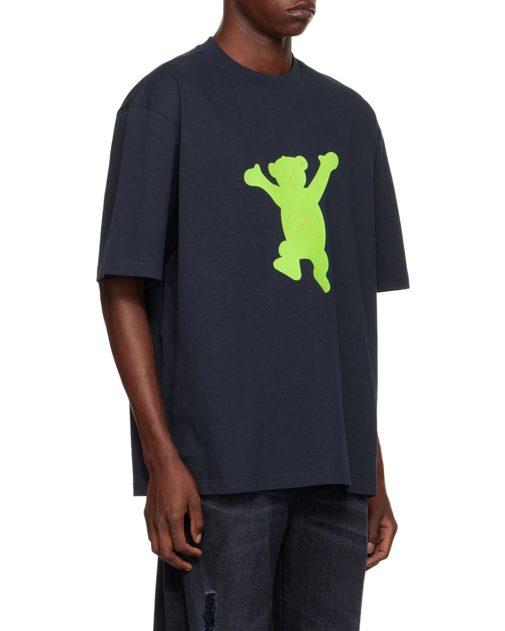we11done Blue Graphic-Print Oversized T-Shirt for men