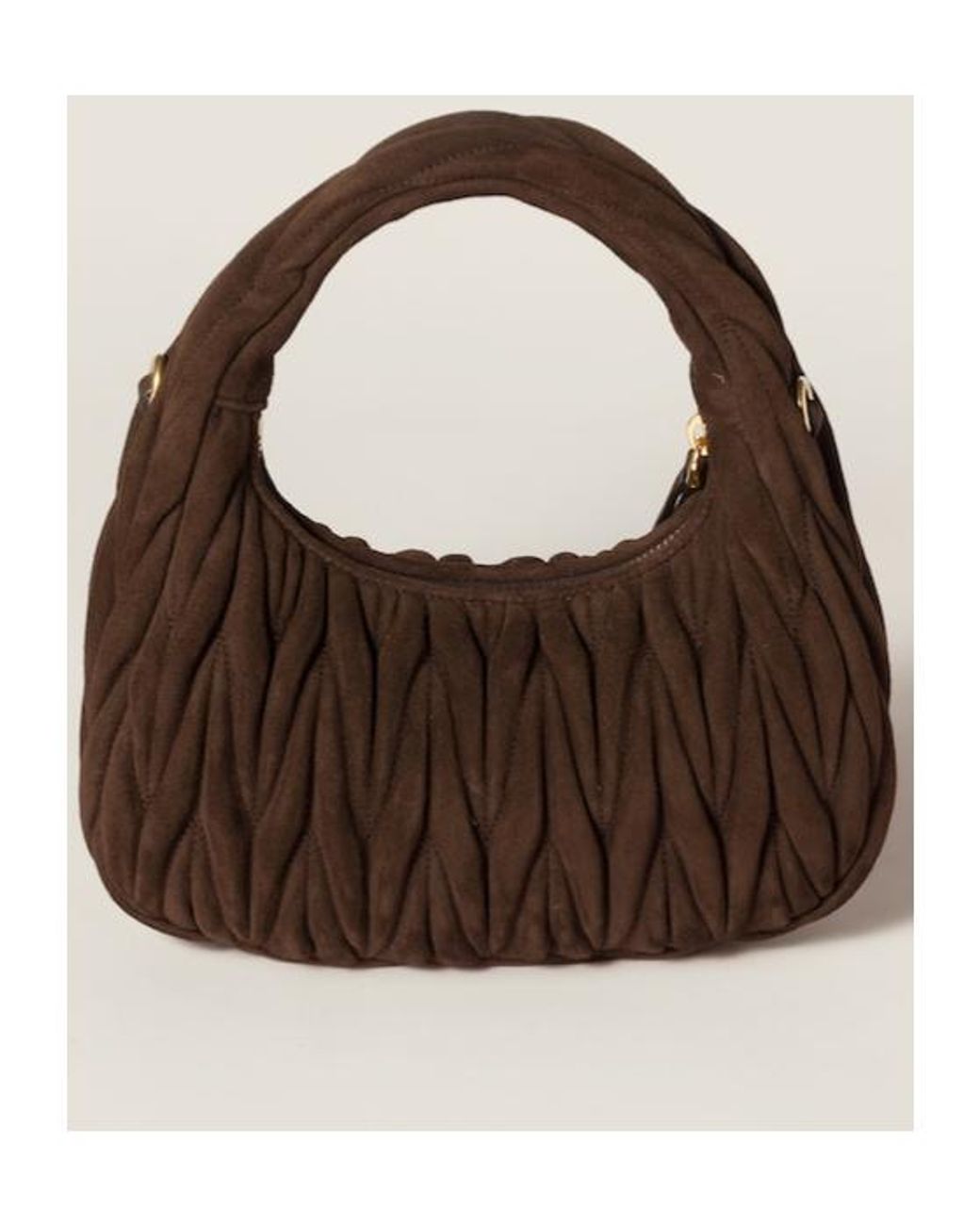 Miu Miu Brown Wander Matelassé Zipped Handbag