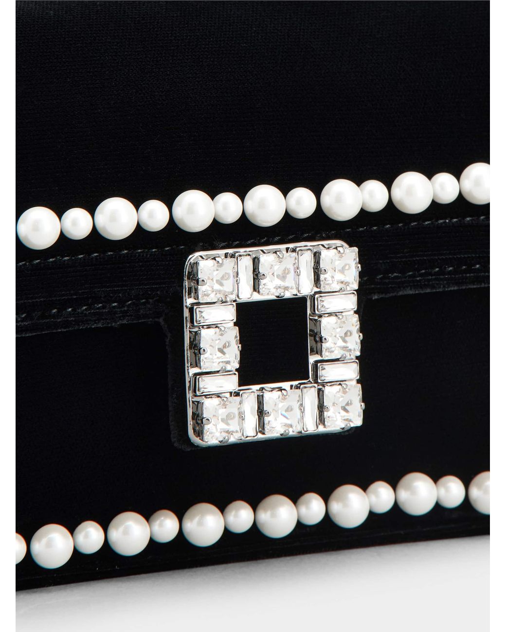 Roger Vivier Black Jeu De Fille Embellished Velvet Clutch Bag