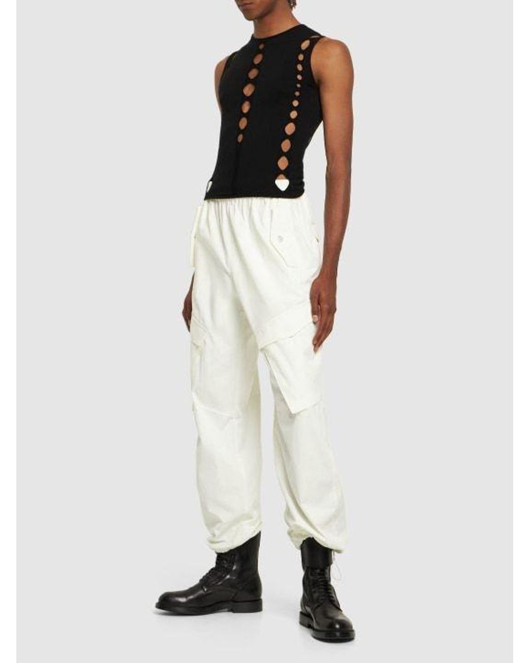 Dion Lee White Elastic Casual Pants for men