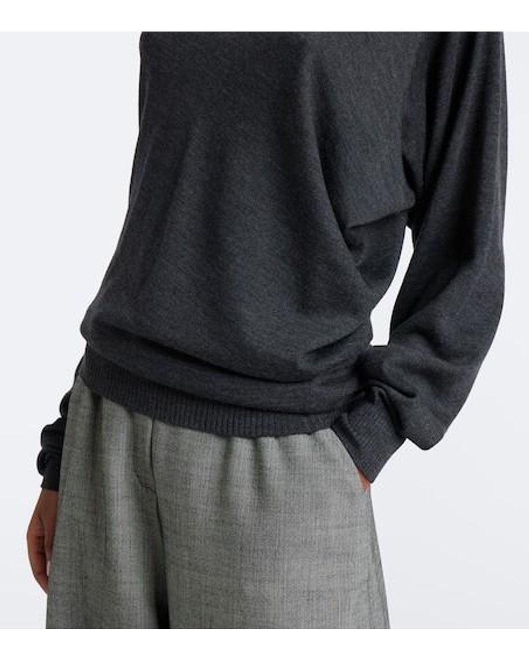 Magda Butrym Black Draped Wool Turtleneck Sweater