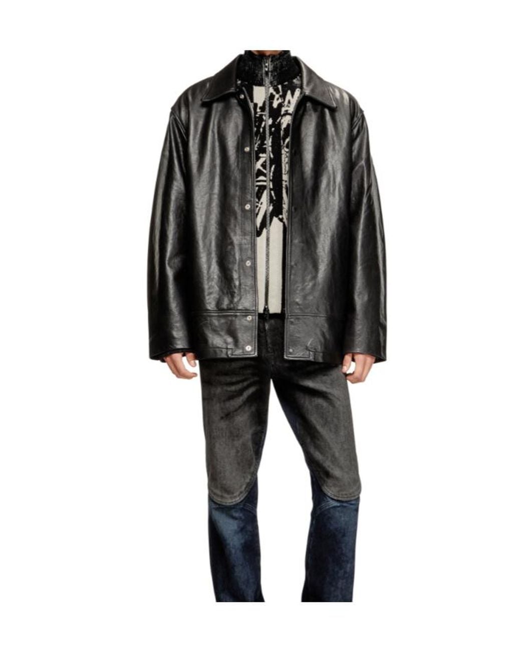 DIESEL Black L-Jess Leather Jacket for men