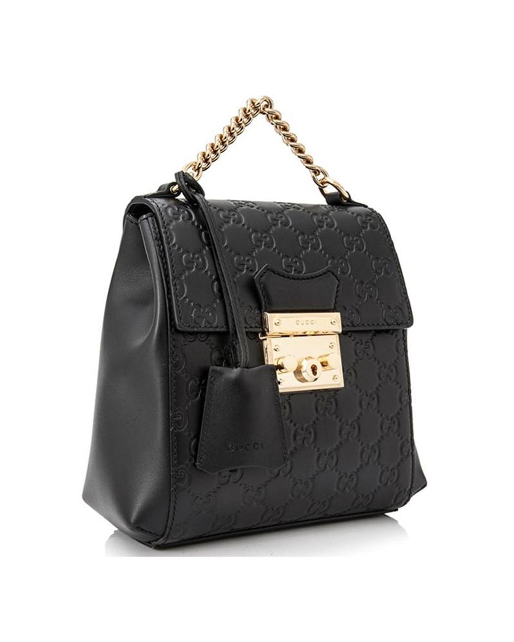 Gucci Black Gg Embossed Locking Backpack