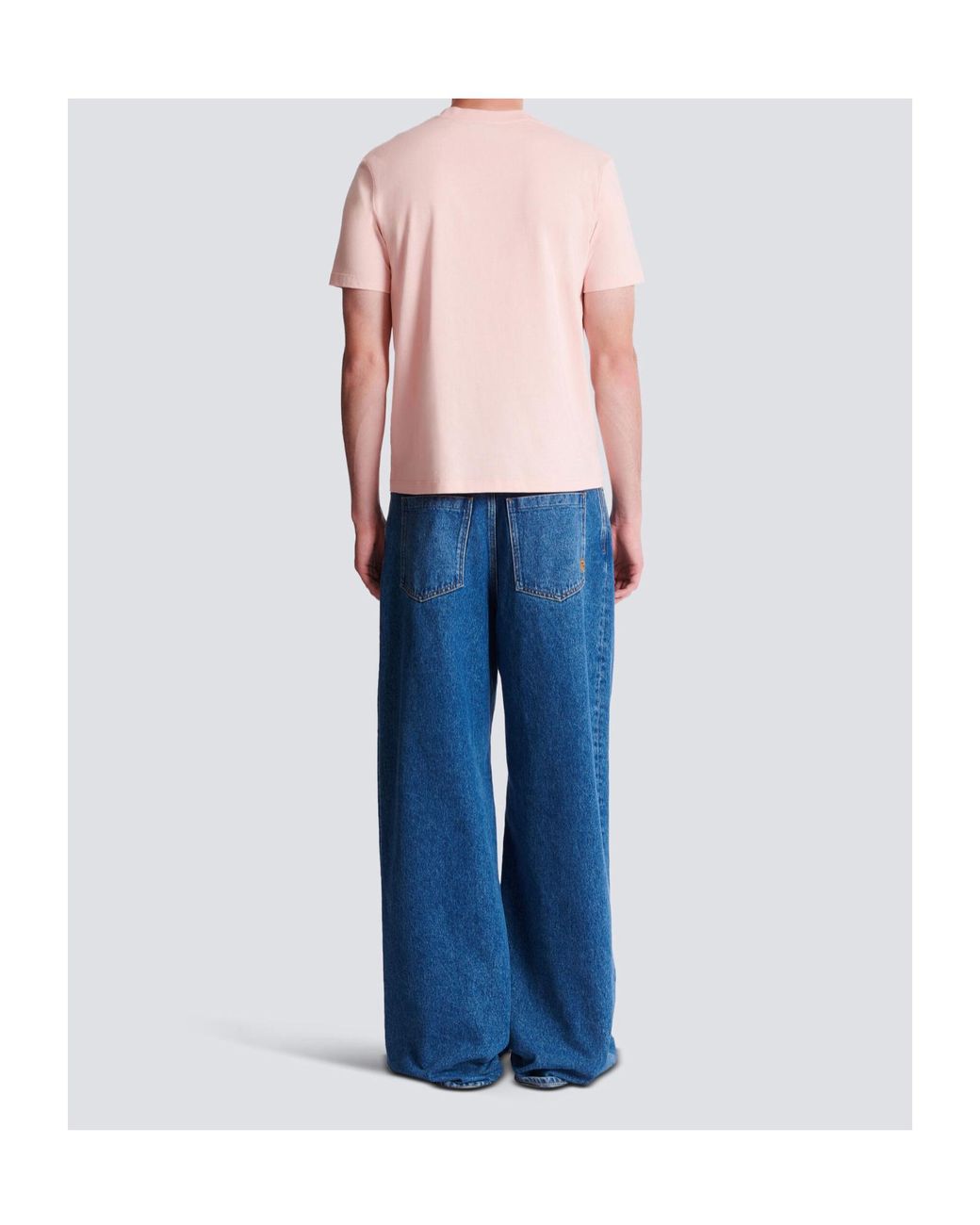 Balmain Pink Printed Cotton T-Shirt for men