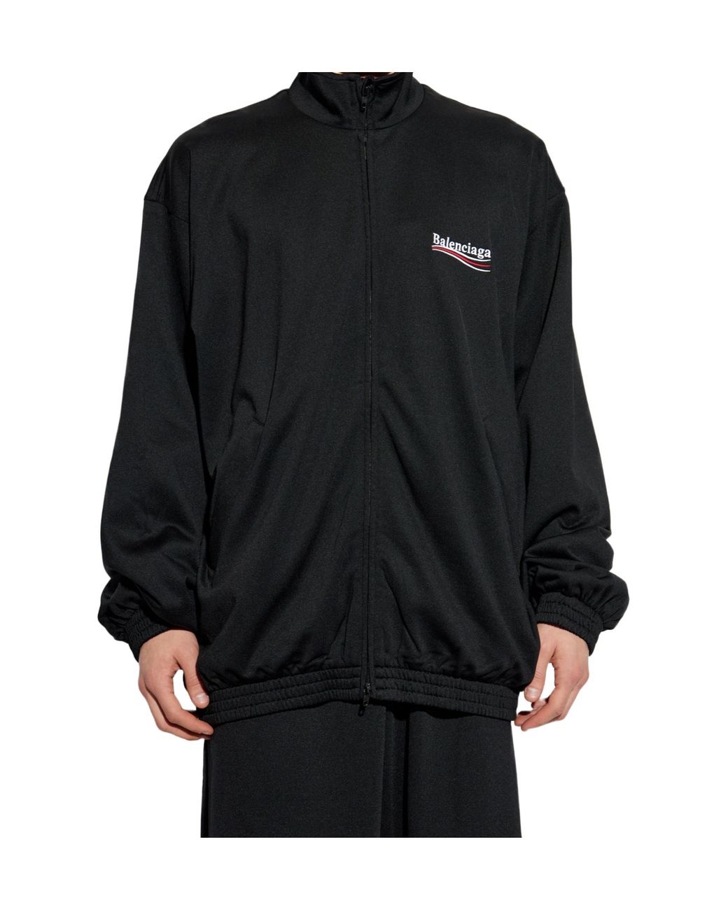Balenciaga Black Logo Printed Zip-Up Jacket for men