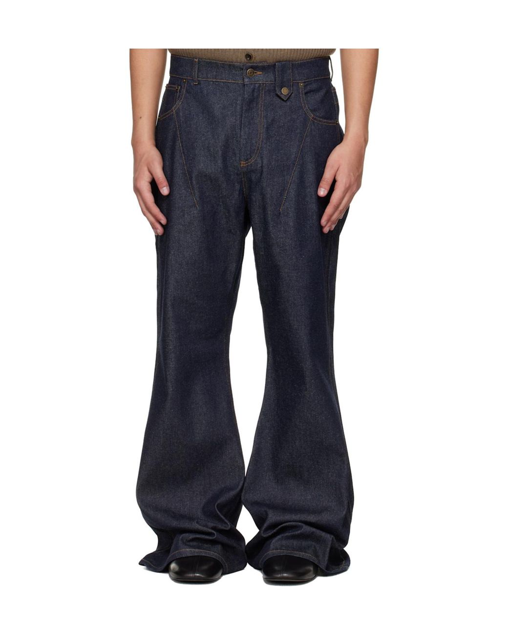 Egonlab Blue Overscaled Belt Loop Jeans for men