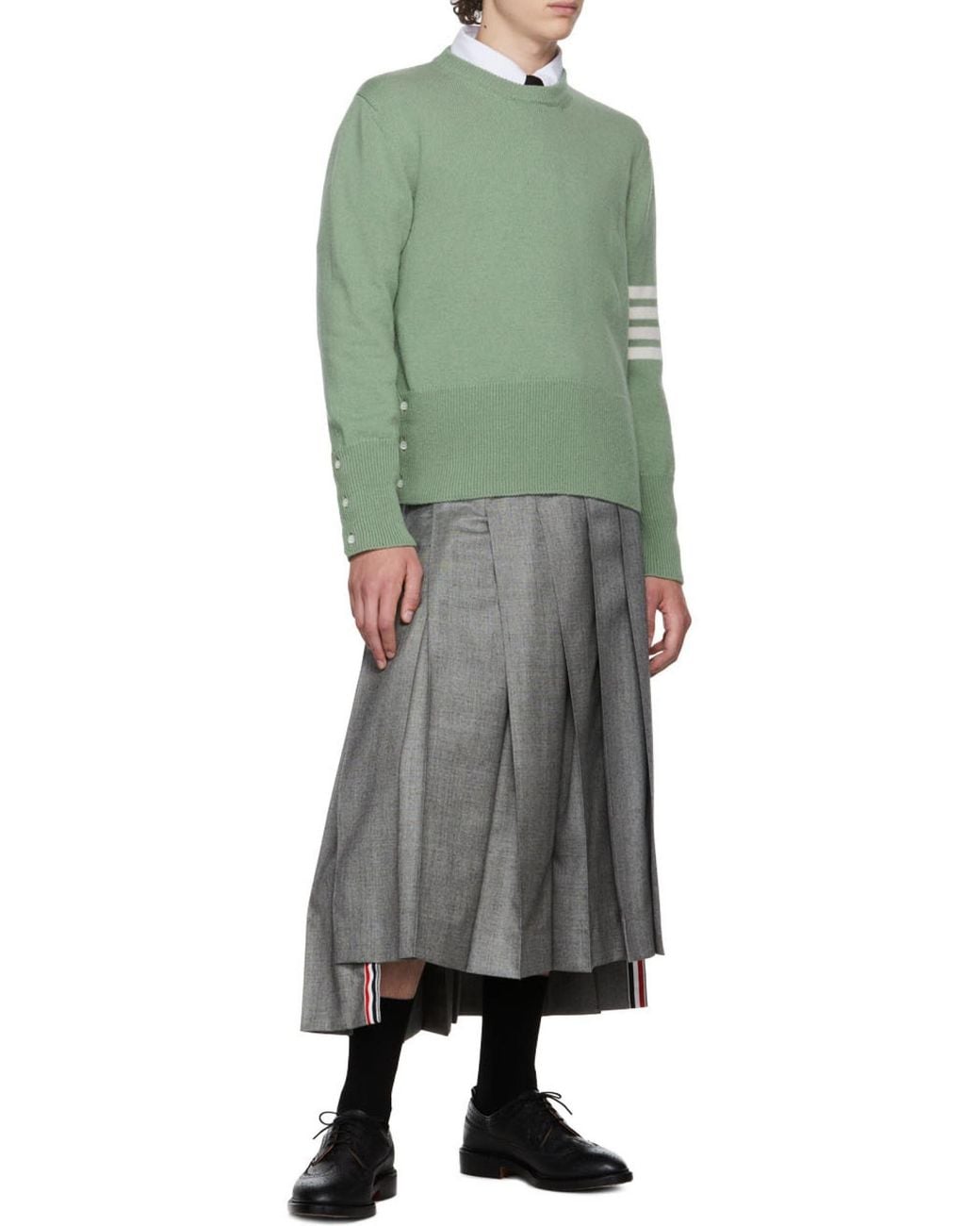 Thom Browne Green Bar Stripe Cardigan for men