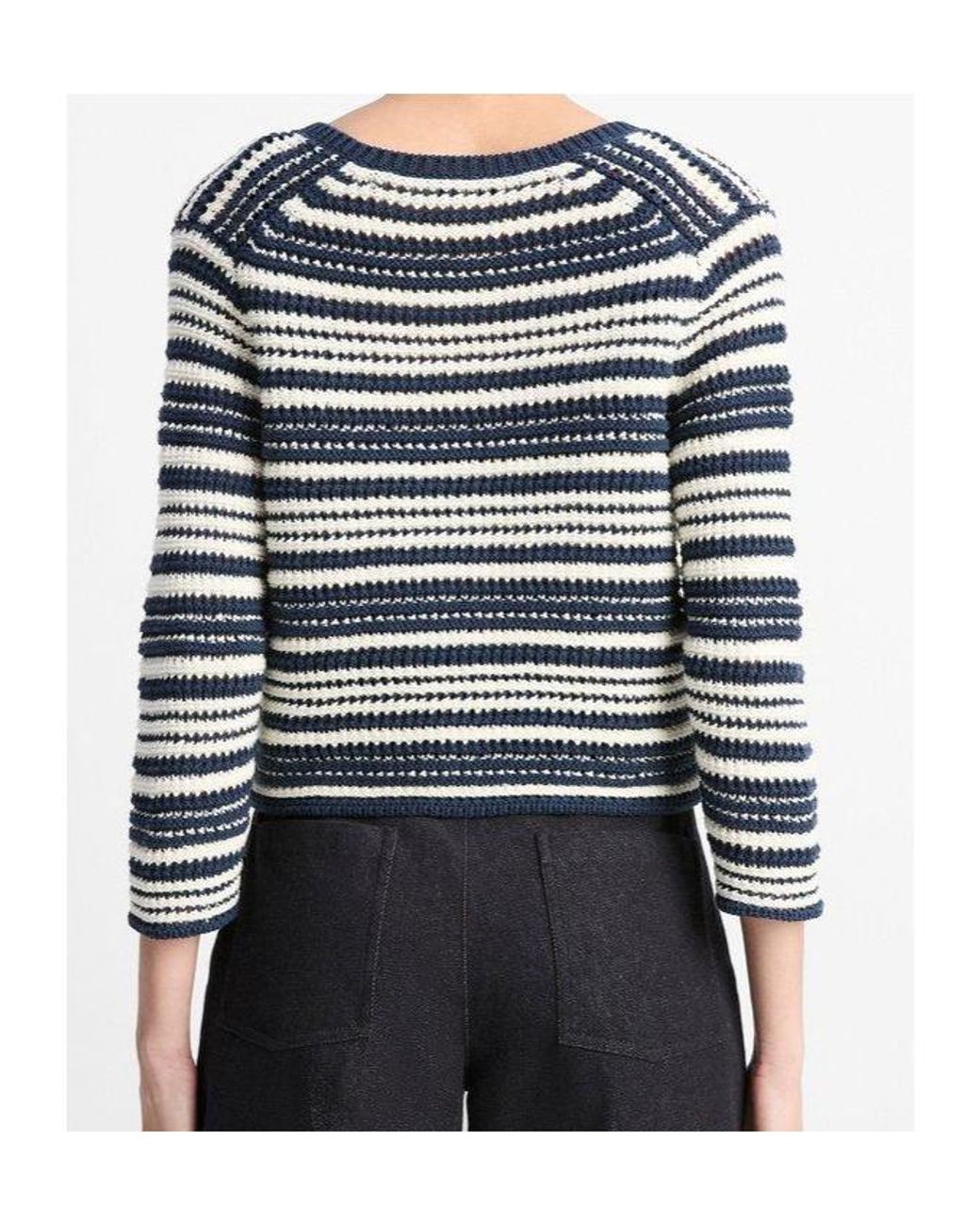 Vince Gray Striped Buttoned Cardigan