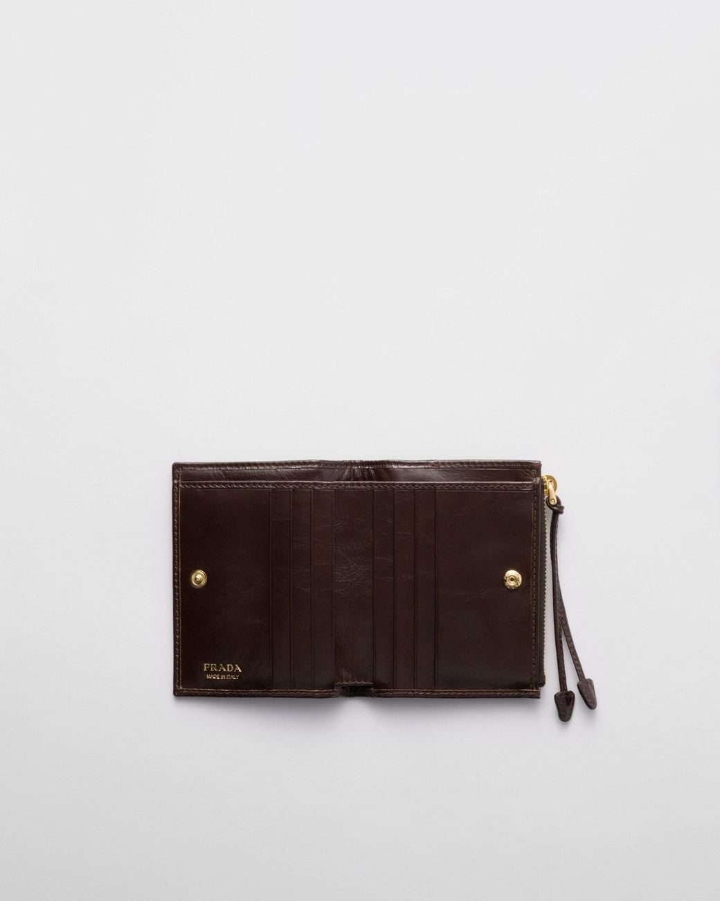 Prada Brown Triangle-Logo Bi-Fold Wallet