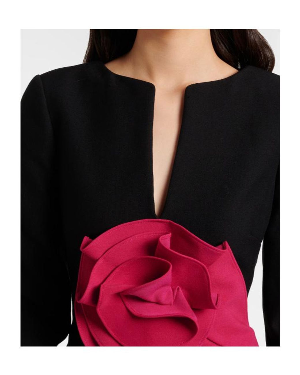 Roland Mouret Blue Floral-Appliqué Crepe Gown