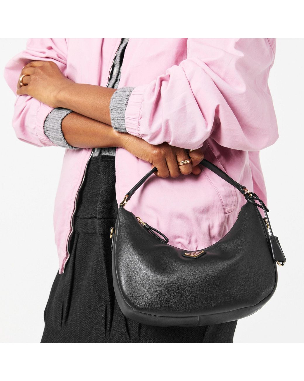 Prada Black Leather Hobo Bag
