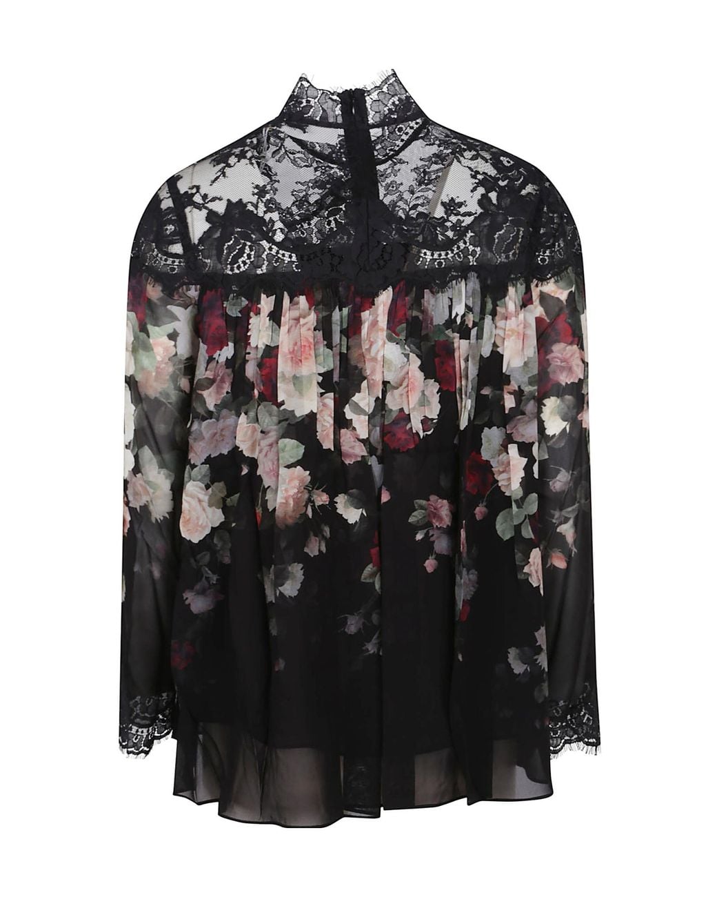 Zimmermann Black Floral-Printed Laced Blouse