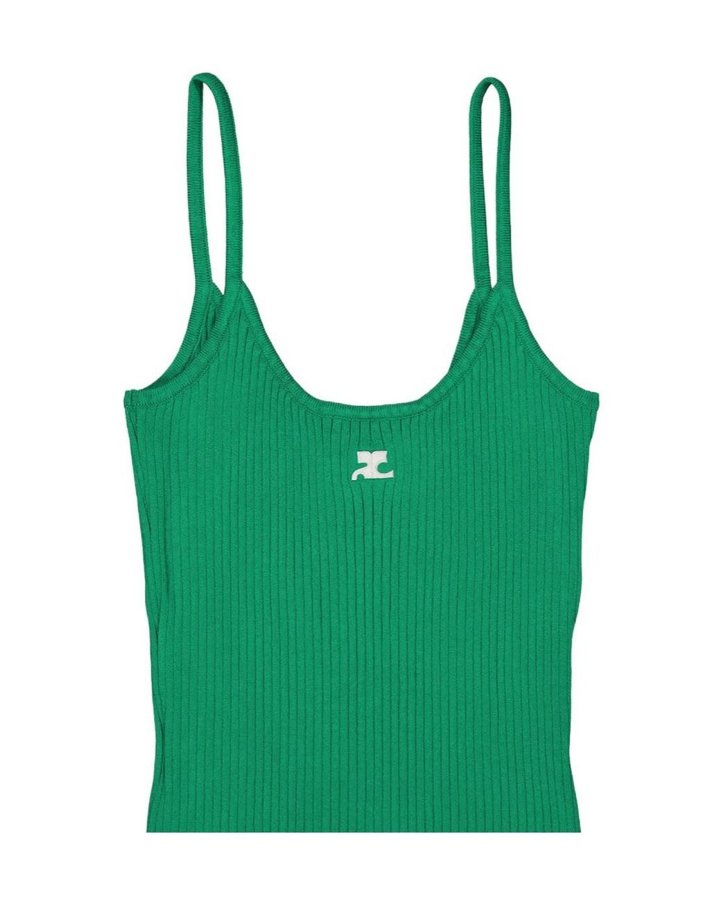Courreges Green Courrèges Ribbed Logo Knitted Top