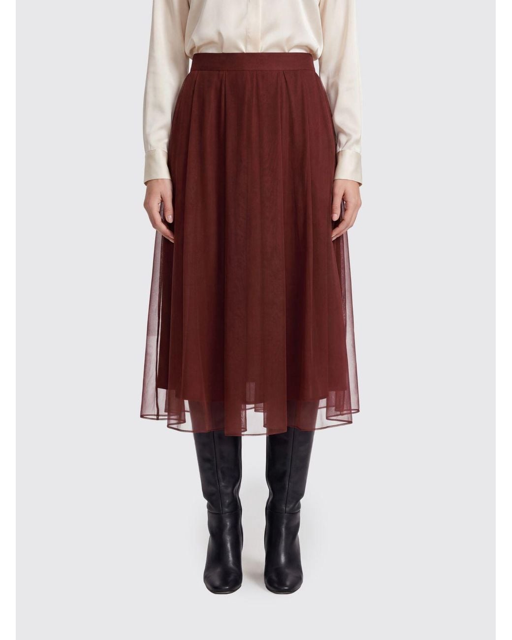 Brunello Cucinelli Purple Flared Midi Skirt