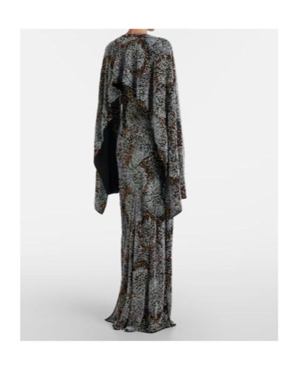 Rabanne Gray Embellished Caped Gown