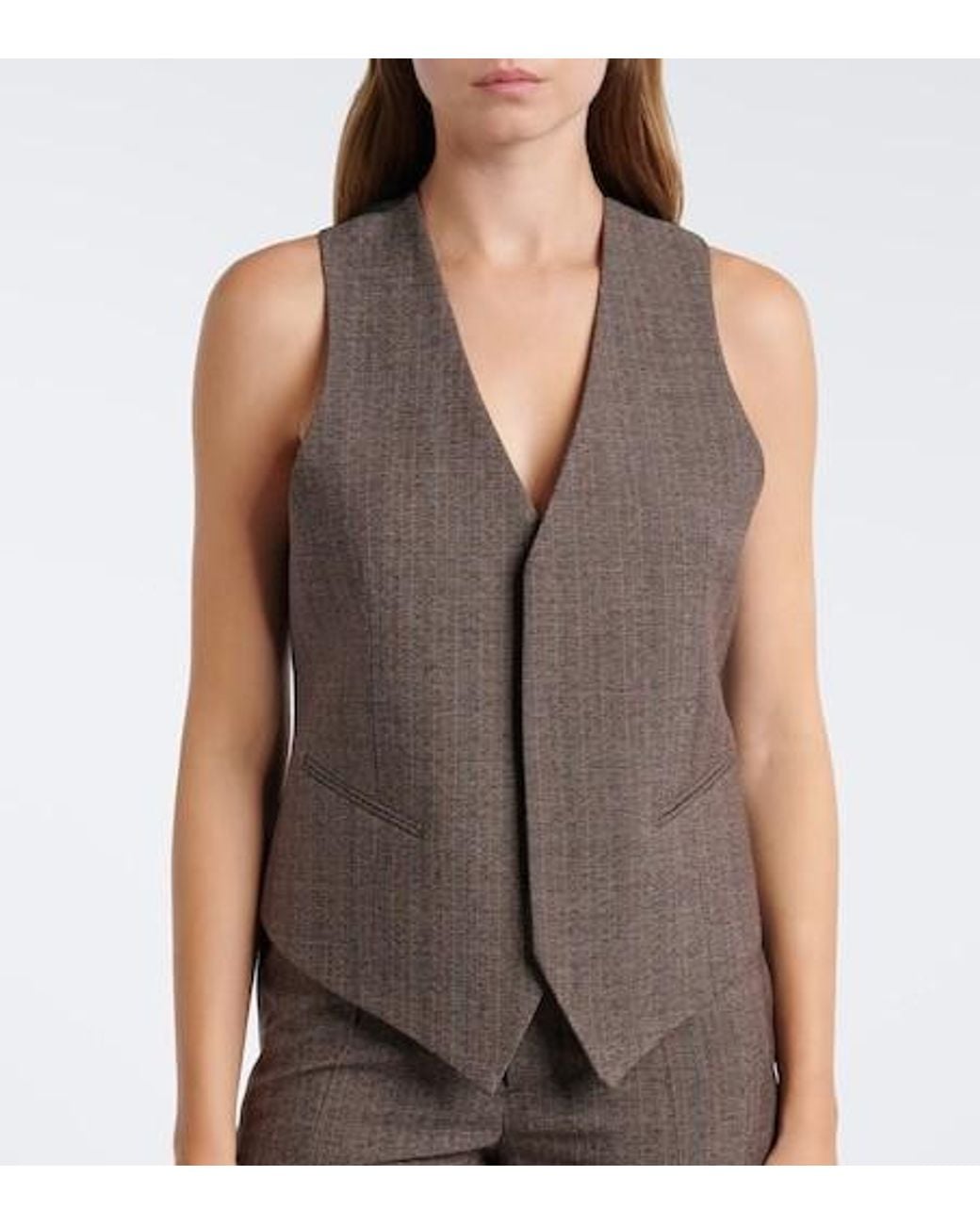 Victoria Beckham Brown Pinstripe Vest