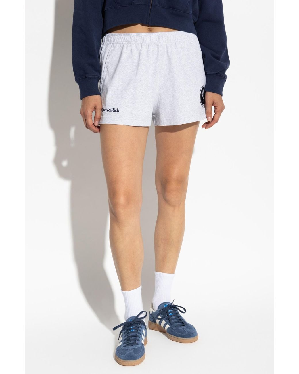 Sporty & Rich White New York Yankees Logo Shorts