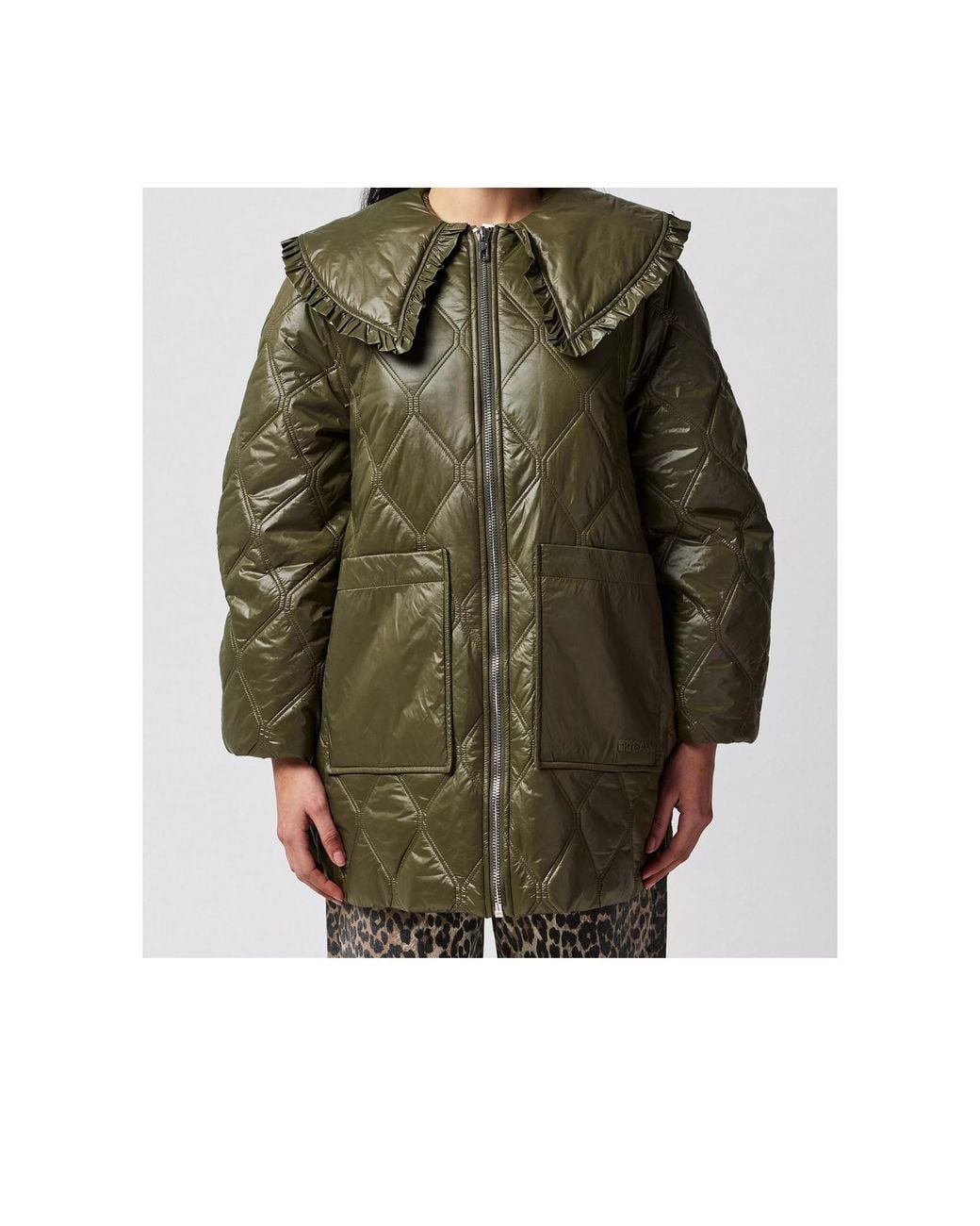 Ganni Green Quilt Jacket