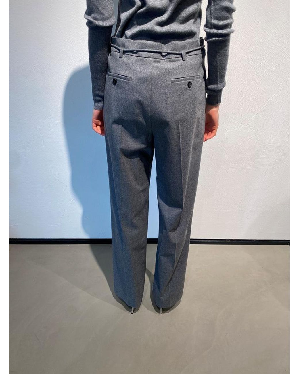 Max Mara Blue Pleated Wide-Leg Trousers