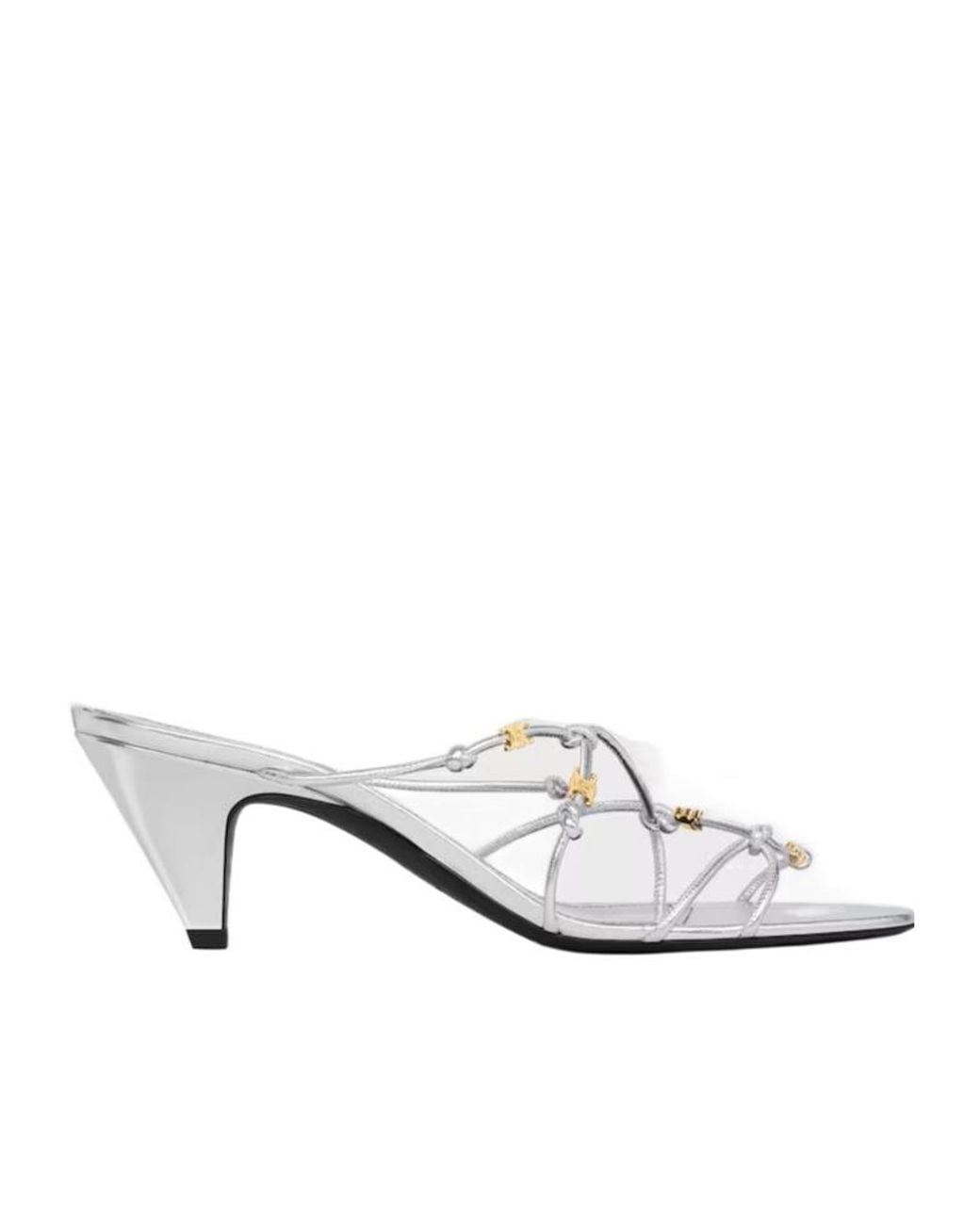 Céline White Uptown Heeled Mule