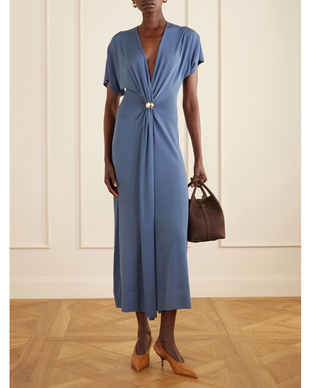Altuzarra Blue Rene V-Neck Dress