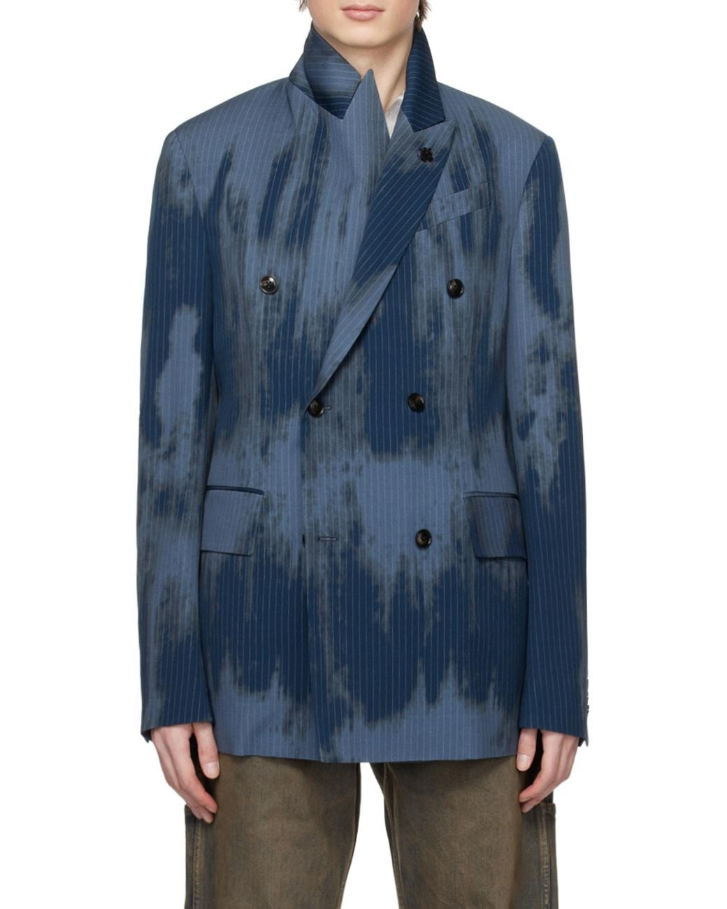 Amiri Blue Faded Doubled-Breasted Blazer for men