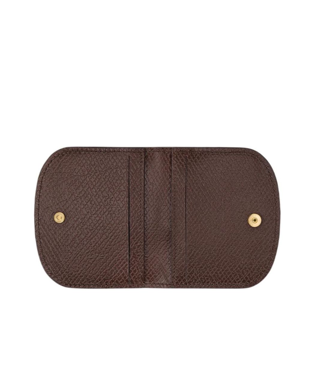 Longchamp Brown Smiley Ring Card Holder Wallet