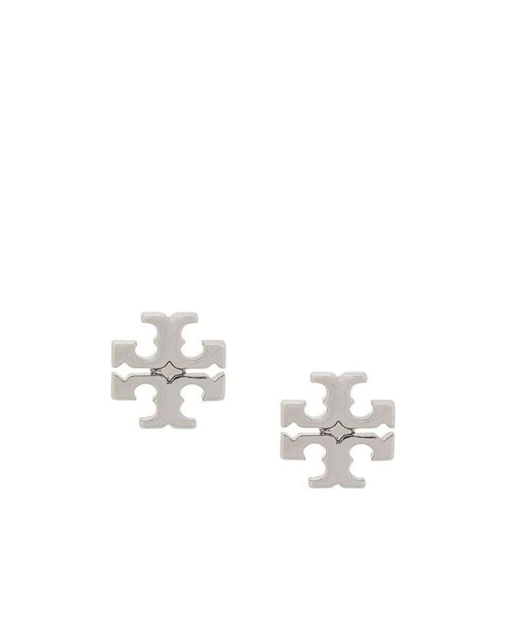 Tory Burch White Kira Logo Earrings