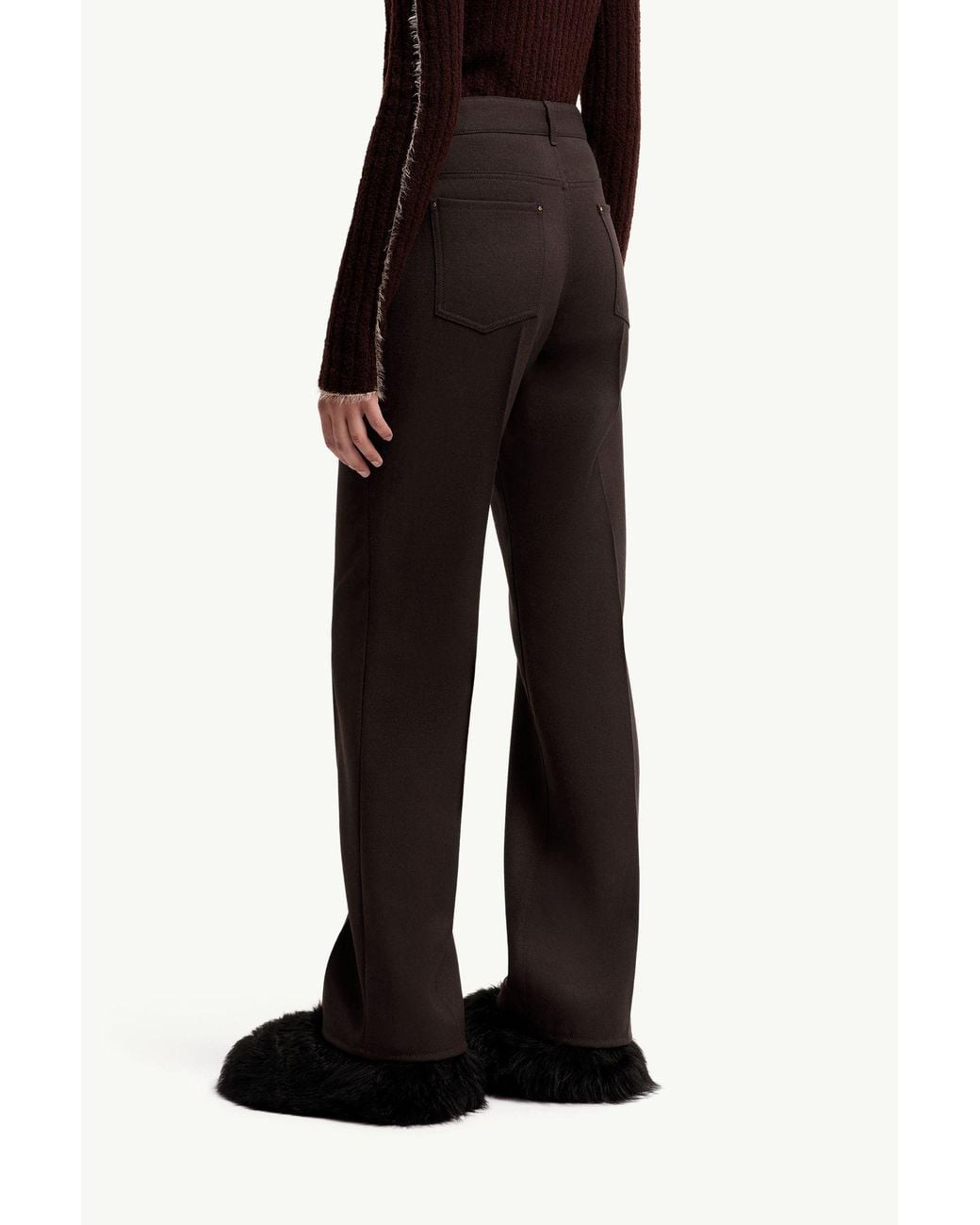 Moncler Brown Straight-Leg Pleated Trousers