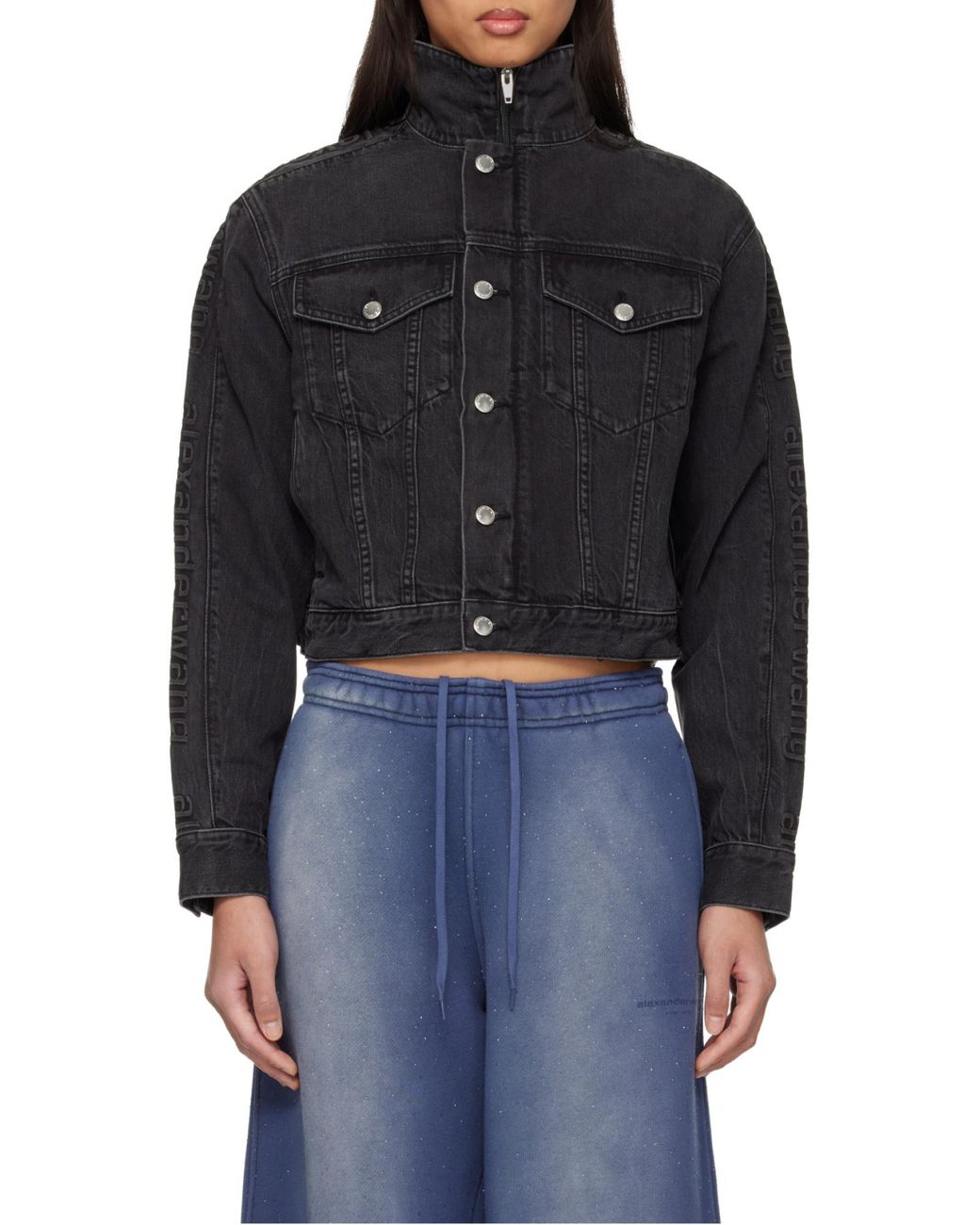 Alexander Wang Black Zip-Up Denim Jacket