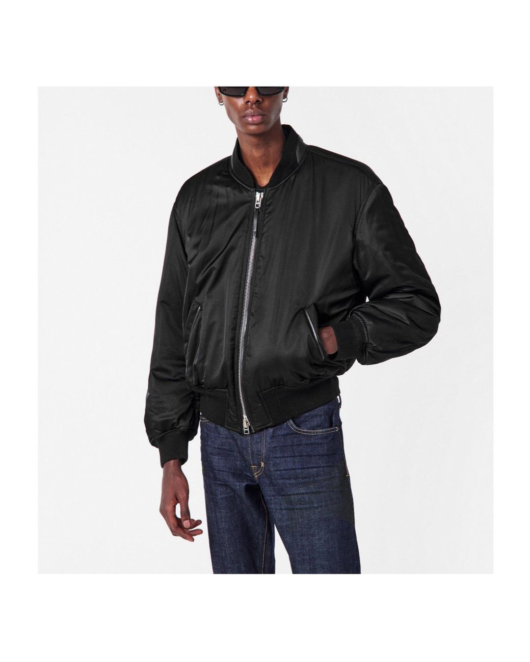 Tom Ford Black Satin Bomber Jacket for men