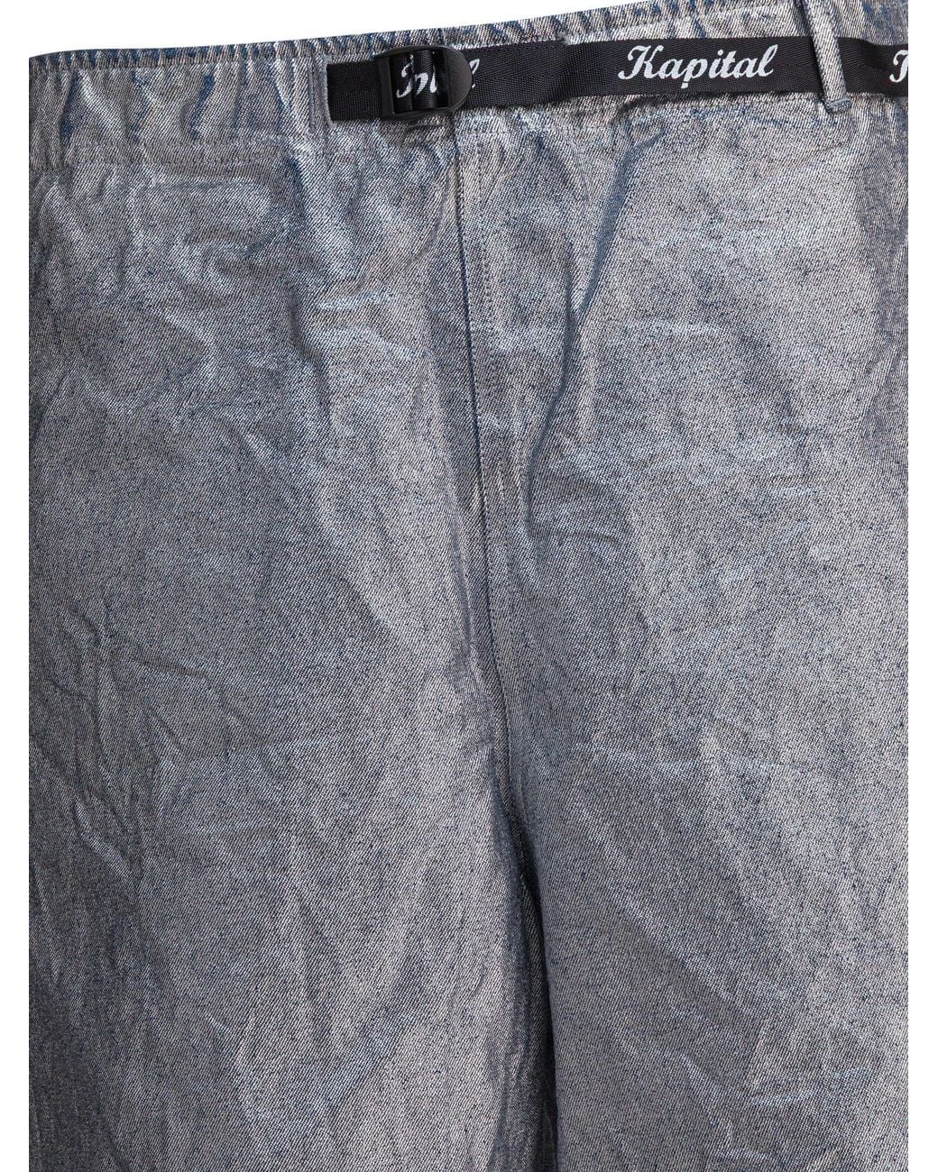 Kapital Gray 12Oz Metallic-Effect Bermuda Shorts for men