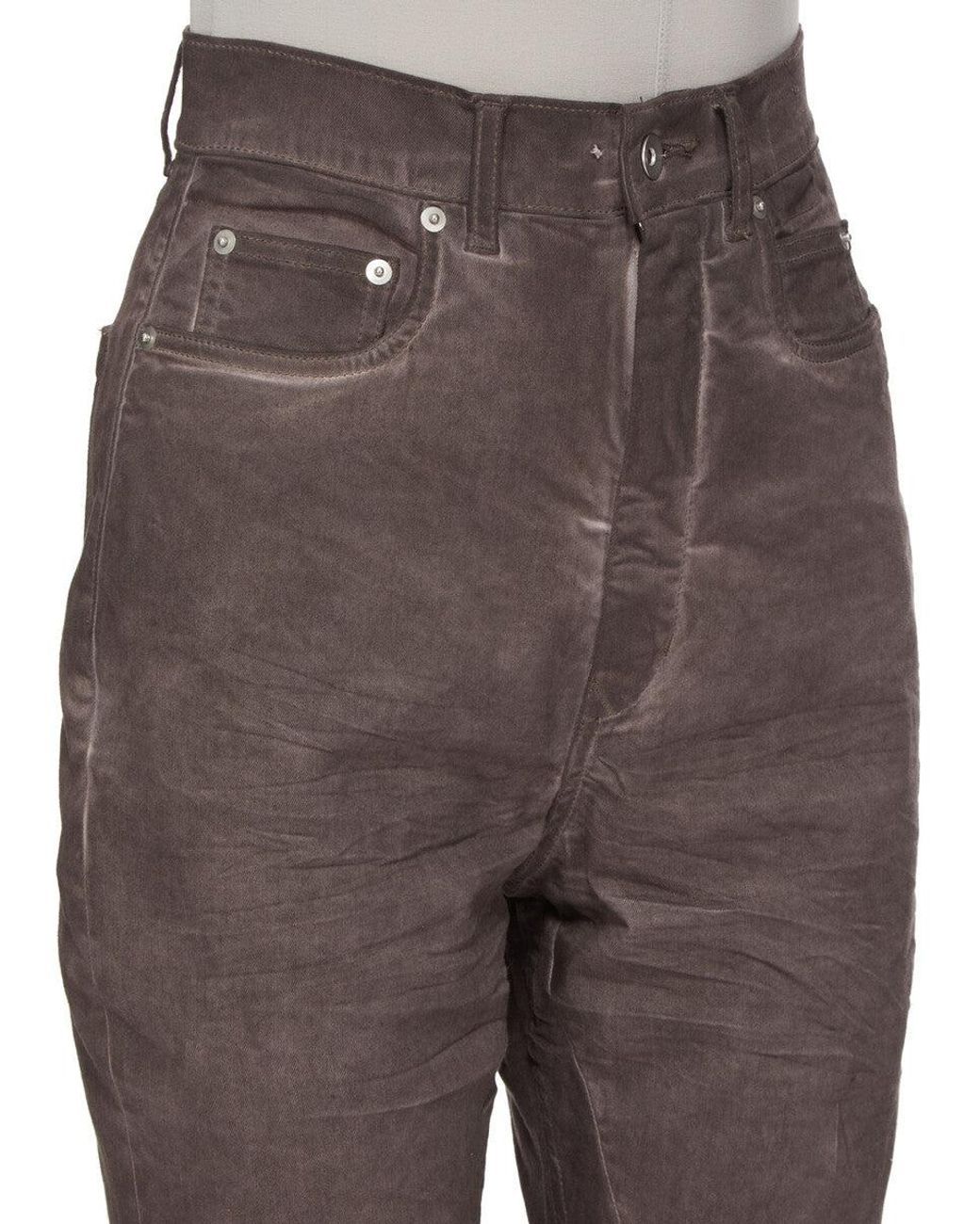 Rick Owens Brown High Waist Flared-Leg Jeans