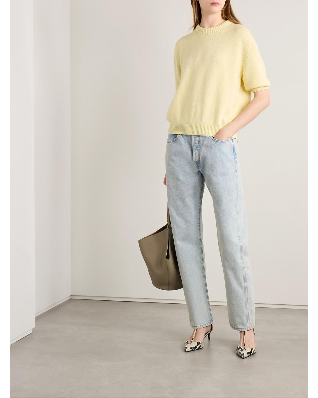 Khaite Blue Mid-Rise Straight-Leg Jeans