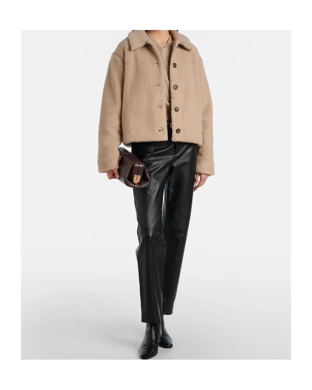 Vince Black Leather Cropped Straight Pants