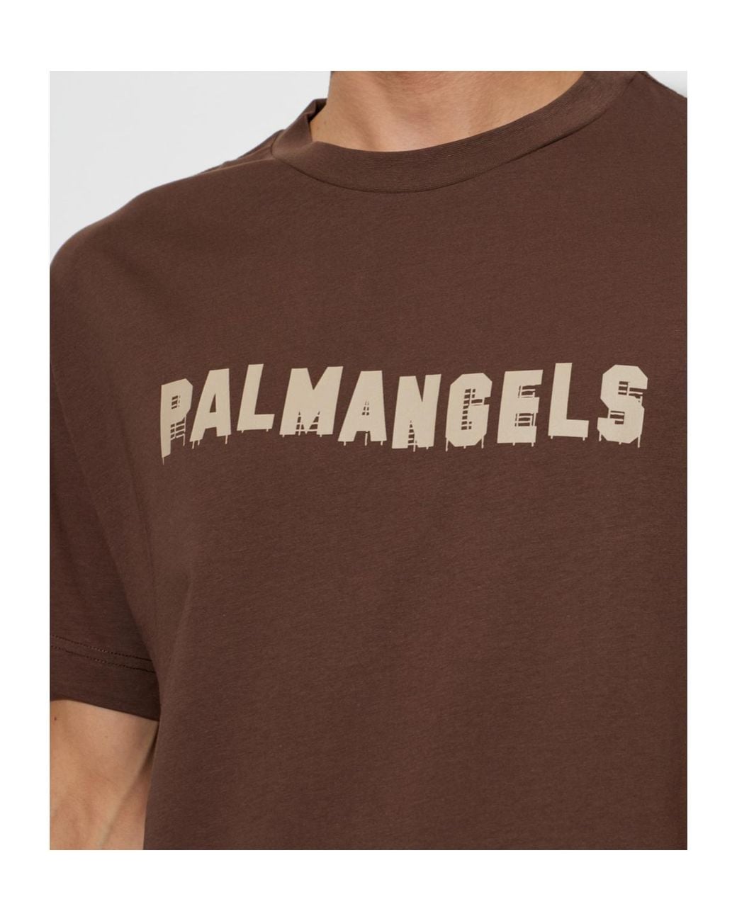 Palm Angels Brown Logo Print T-Shirt for men