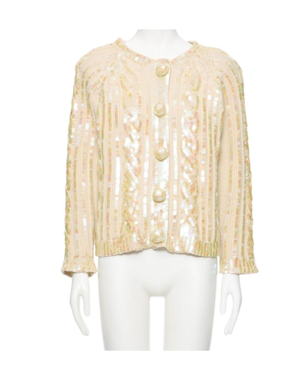 Valentino White Embellished Button-Up Cardigan