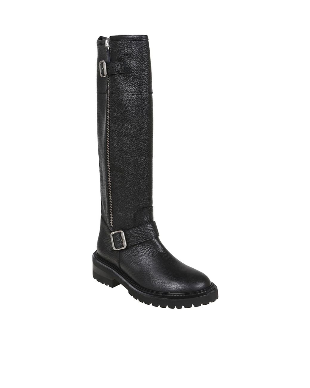 Via Roma 15 Black Negus Buckled Leather Boots