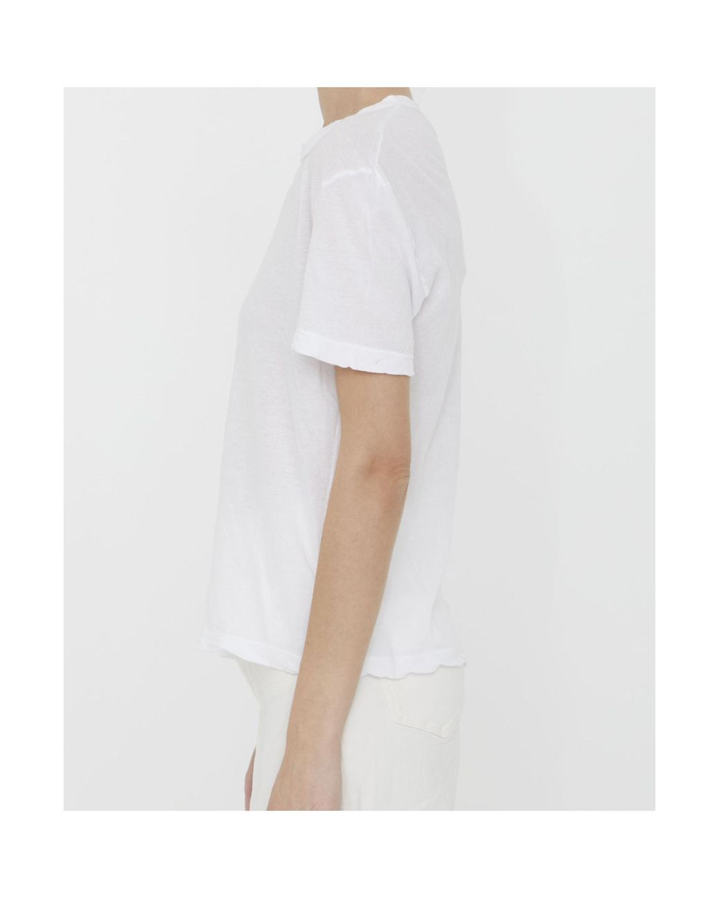 James Perse White Scallop-Edge Cotton T-Shirt