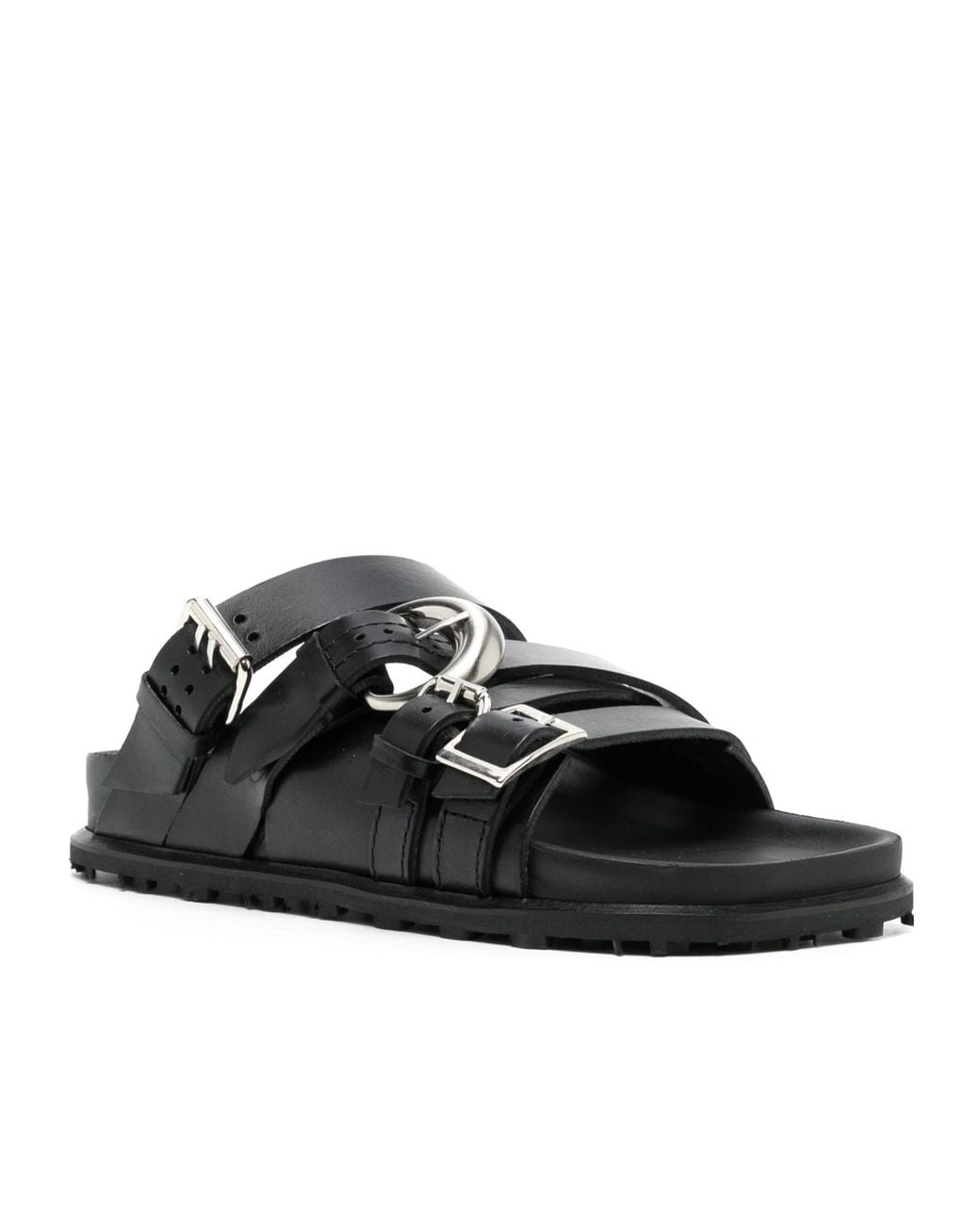 MARINE SERRE Black Buckle Flat Sandals
